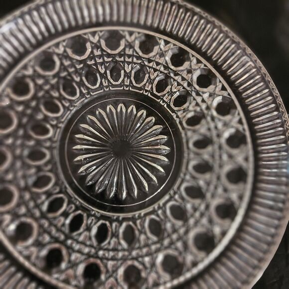 Federal Glass Windsor Clear Luncheon Plate 9 1/4" Button Cane Design - Picture 3 of 6